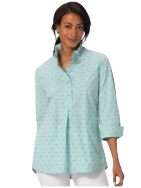 Appleseed's NWOT Popover Green Gingham Blue Texture Pockets Size PXL